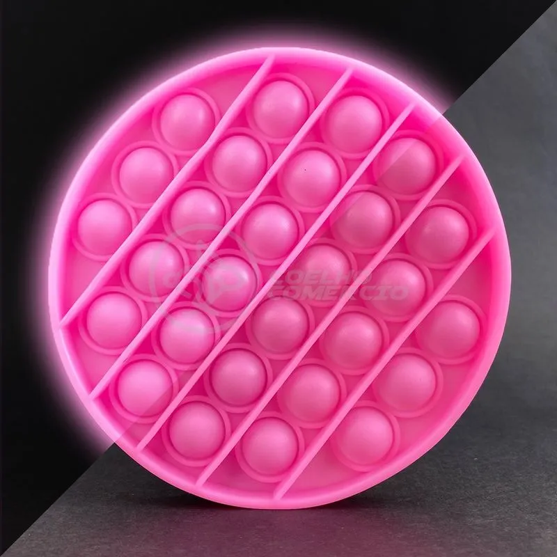 Pop It Brilha no Escuro Fluorescente Circular Fidget Toy Brinquedo Silicone Anti Stress Sensorial