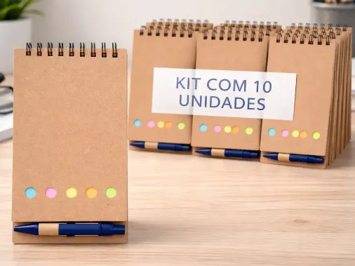 Kit 10 Unidades Bloco De Anotações Ecológico Marrom + Brinde