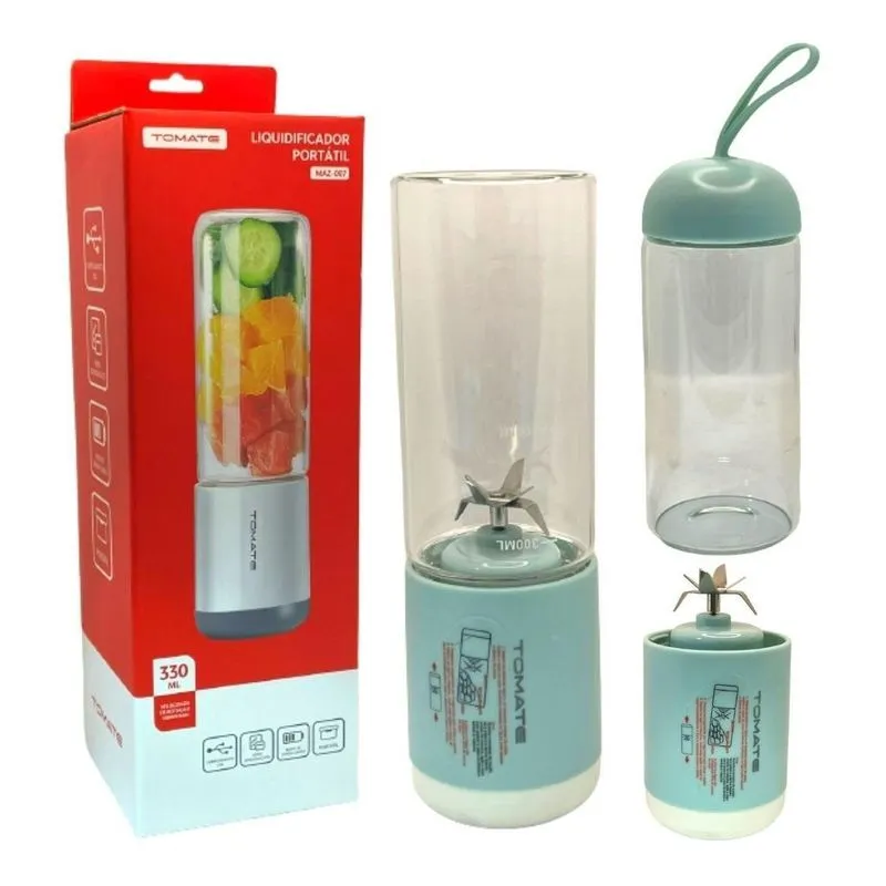 Liquidificador Portátil Tomate 330ml Usb Azul