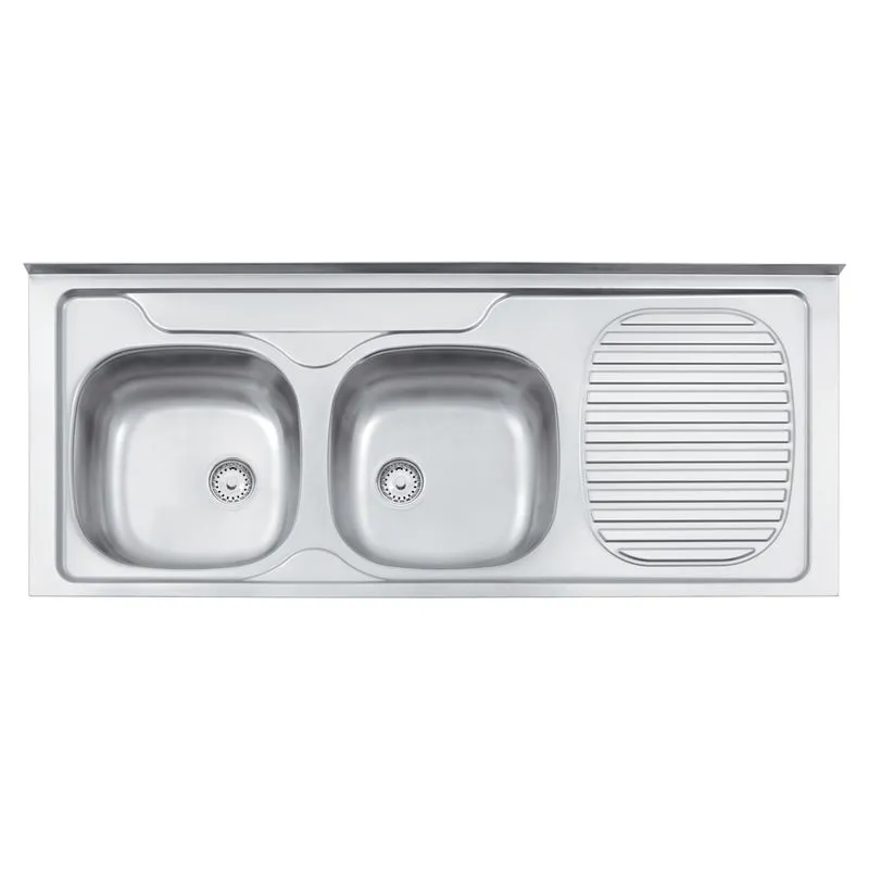 Pia de Apoio Tramontina Stratta 2C 34 FX EX em Aço Inox 120 x 50 cm com 2 Cubas