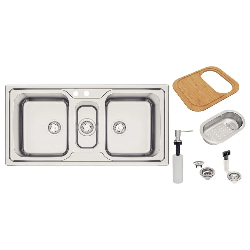 Cuba de Sobrepor Tramontina Marea Deep 2.5C 34 Aço Inox Acetinado 100 x 50 cm com Acessórios
