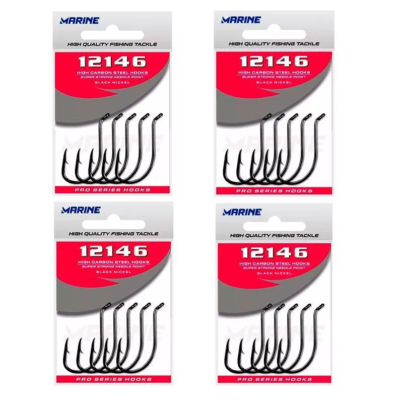 Kit Anzol Marine Sports 12146 Black Nº 3/0 4 Cartelas 100pç