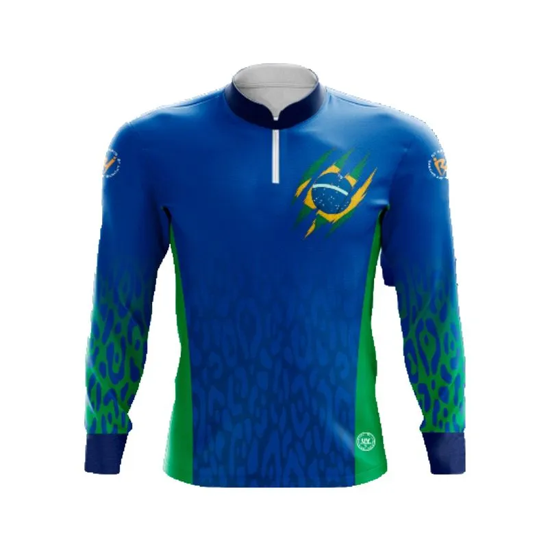 Camiseta By Sports Brasil Manga Longa Fps Uv30+ Azul E Verde