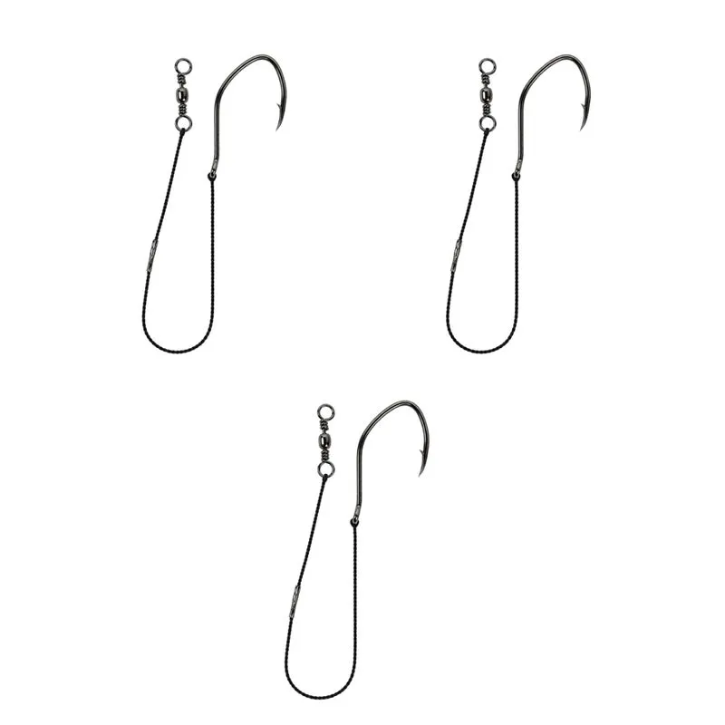 Cabo Flexivel Aço C/ Anzol Super Cat Fish 12/0 200 Lbs Black 3 Un Pirarara Piraíba