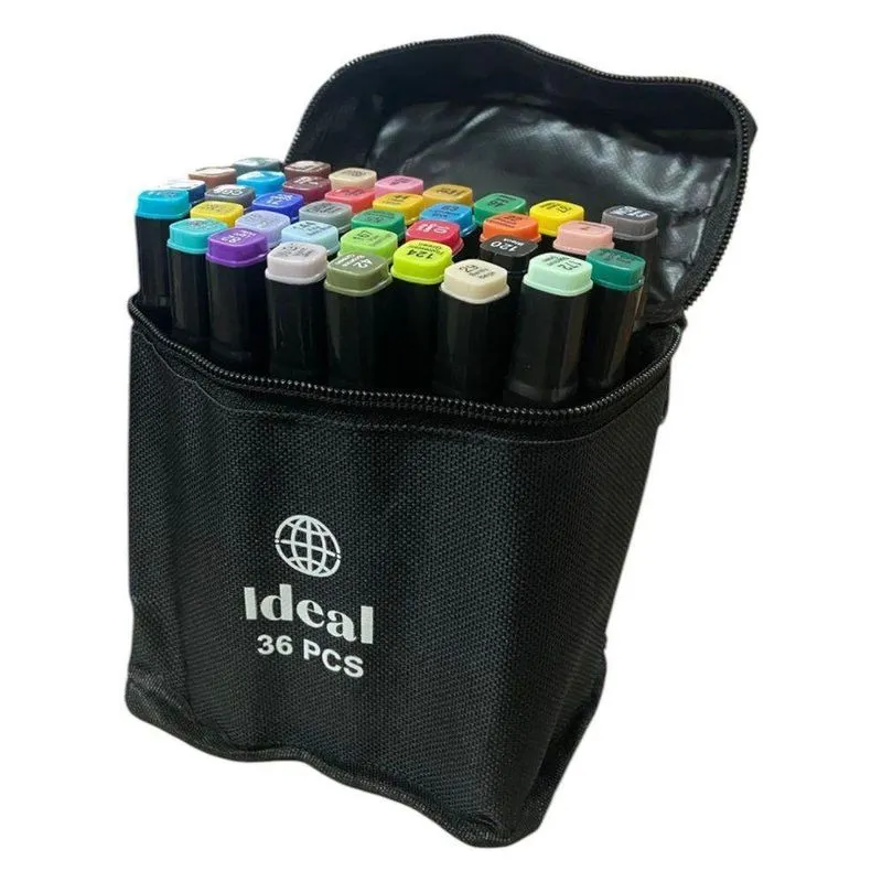 Estojo Com 36 Canetas De Colorir Hidrográficas Pintar Desenhos