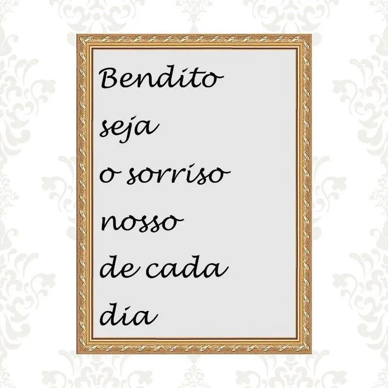 Quadro Moldura Dourada Bendito Seja O Sorriso 45X34Cm
