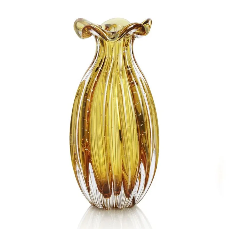 Vaso Trouxinha Em Cristal Murano Âmbar - São Marcos