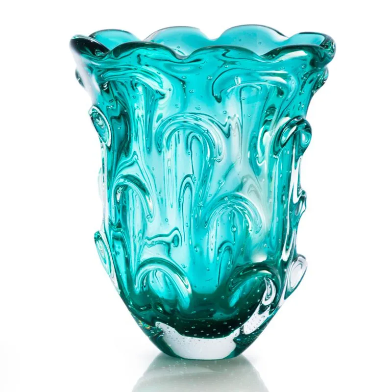 Vaso Aspente Em Cristal Murano Esmeralda São Marcos