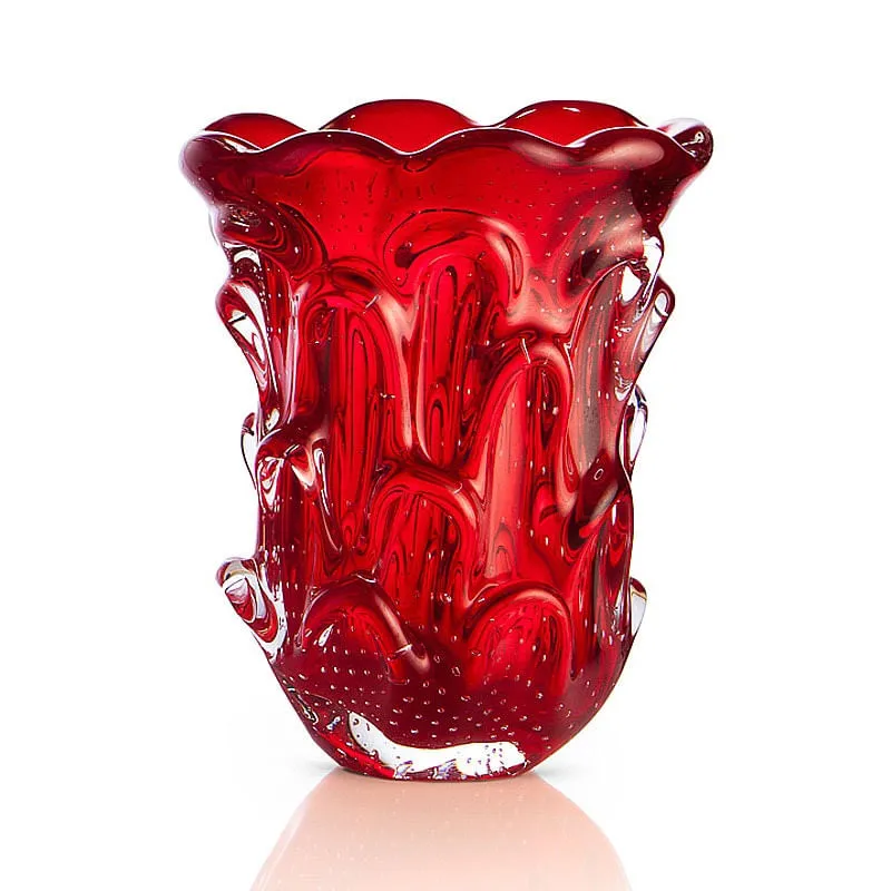 Vaso Aspente Em Cristal Murano Vermelho São Marcos Vaso Aspente Em Cristal Murano Vermelho São Marcos