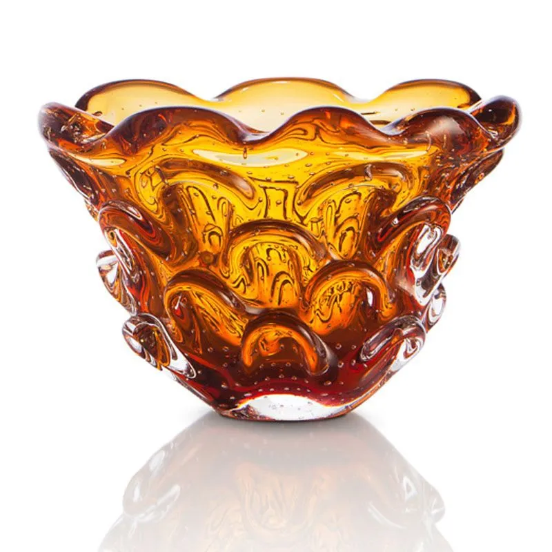 Vaso Em Cristal Murano Âmbar - São Marcos