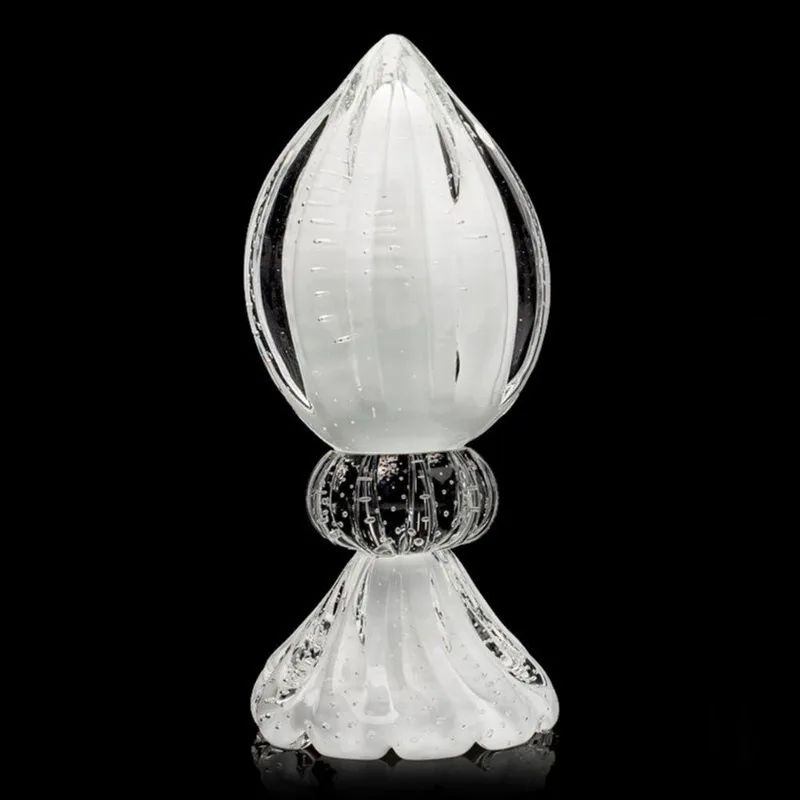 Vaso Pinha Com Base Em Cristal Murano Branco - São Marcos