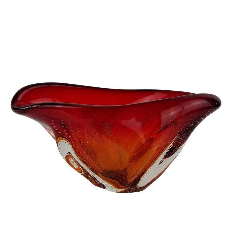 Cachepot de Murano Cristais São Marcos - Vermelho e Âmbar