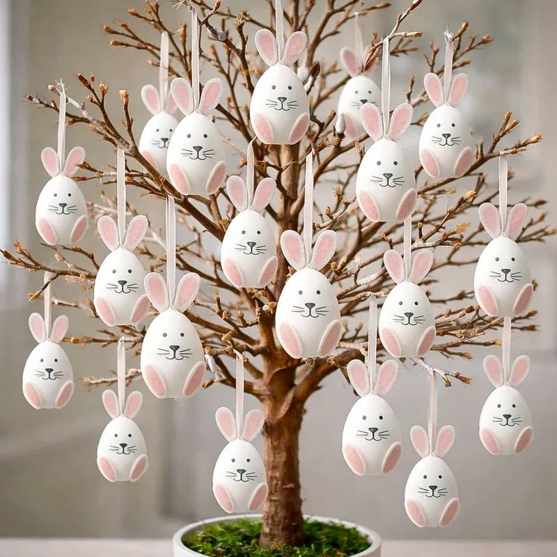 Pendente Ovinhos Ovos Coelho Enfeite Páscoa 9x4cm Kit 60pçs