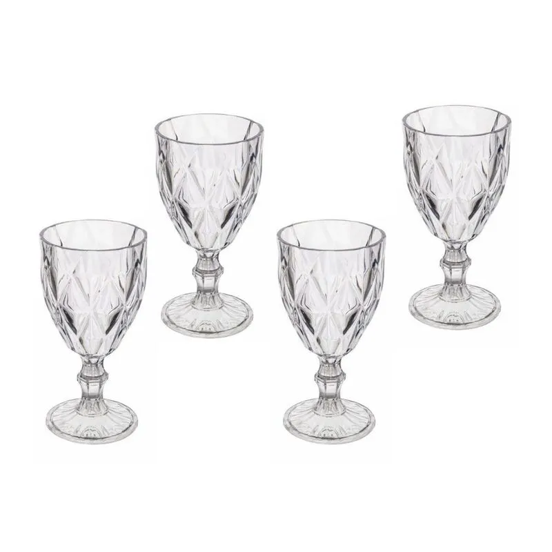 Conjunto Taça De Acrílico Diamond 330Ml Lyor 4 Pç