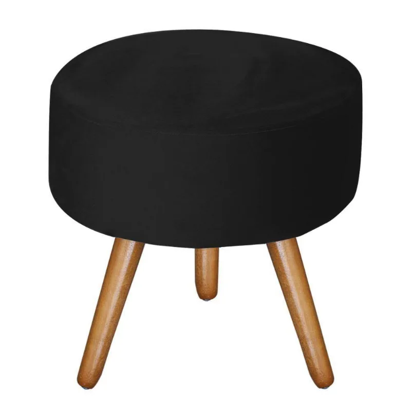 Puff Bali Decorativo Veludo Preto Kasa Sofá