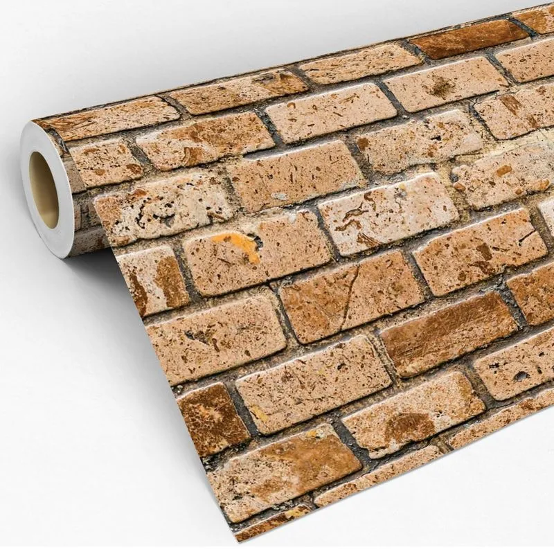 Papel de Parede Adesivo Tijolinho Marrom Demolição 3D Lavável - Pro Decor
