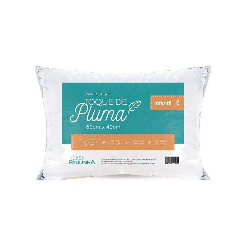 Travesseiro Toque De Pluma Infantil Percal 200 Fios Algodão