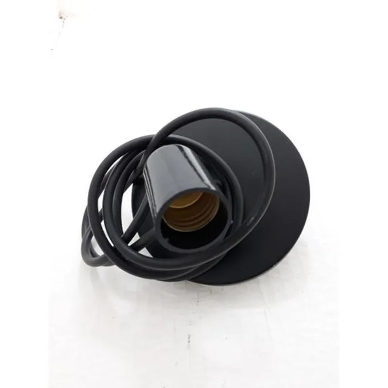 6 Pendente 3m Soquete Liso E27 Cabo Pp Preto Termoplástico