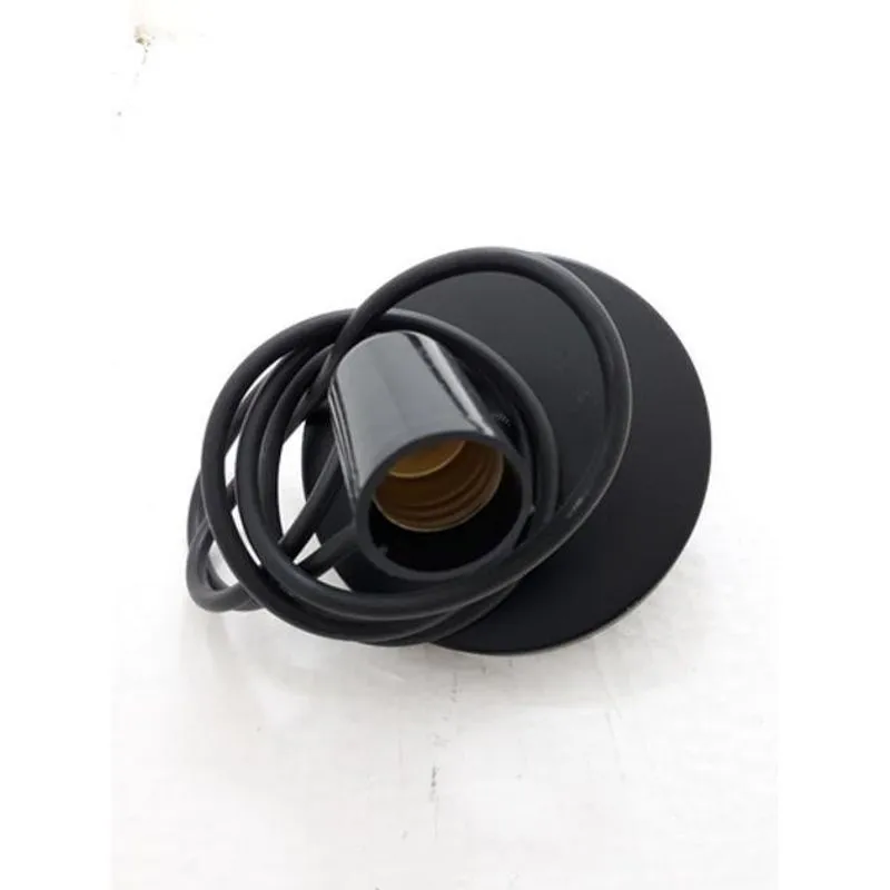 1 Fio Pendente 3m Soquete Liso E27 Cabo Pp Preto Lustre