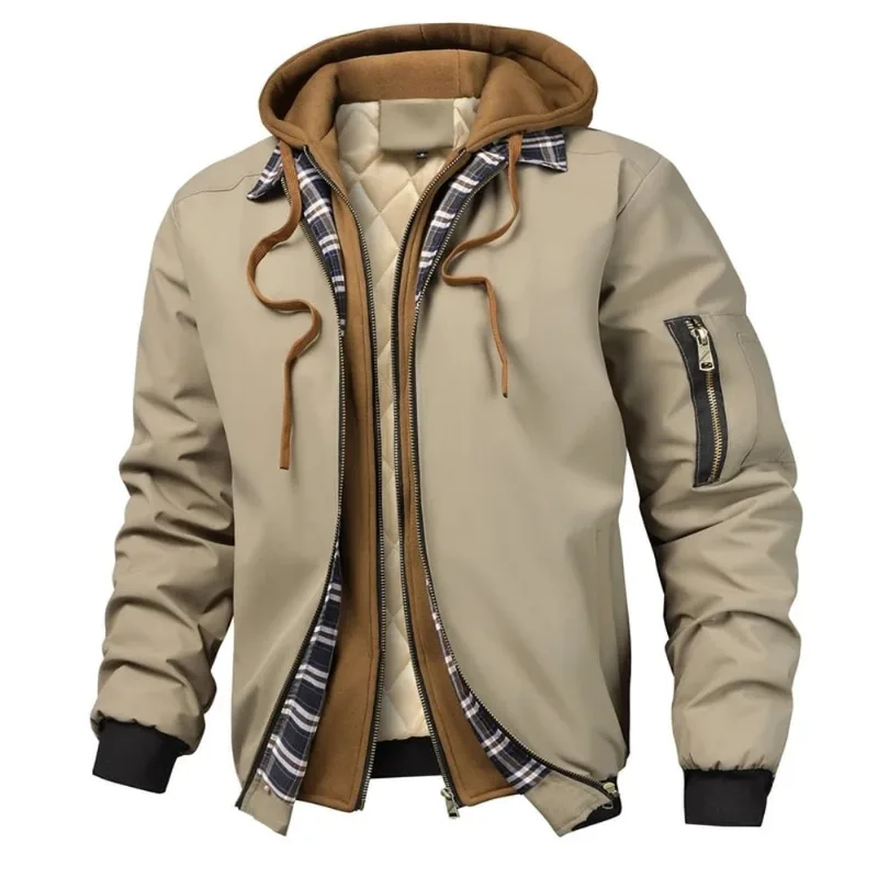 Jaqueta De Inverno Masculina Com Capuz Marrom P