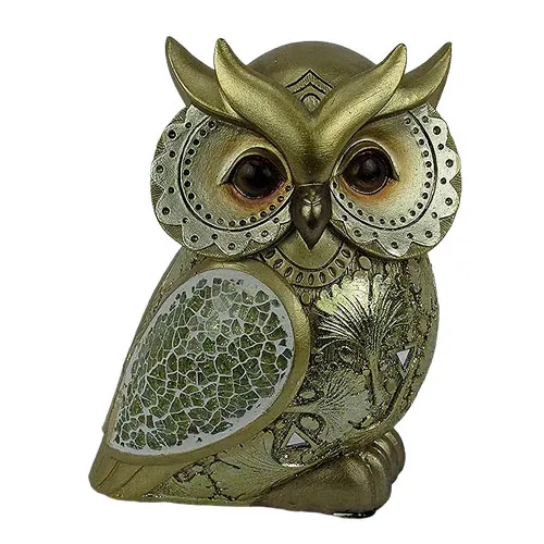 Escultura Coruja Decorativa Dourado - 16x13cm