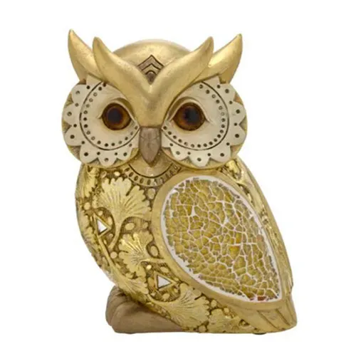 Escultura Coruja Decorativa Dourado - 18x14cm