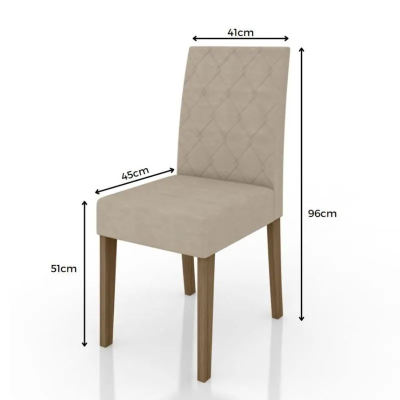 Sala De Jantar Liz 160x90 Com Vidro 6l Cadeiras Jade Poliman Móveis