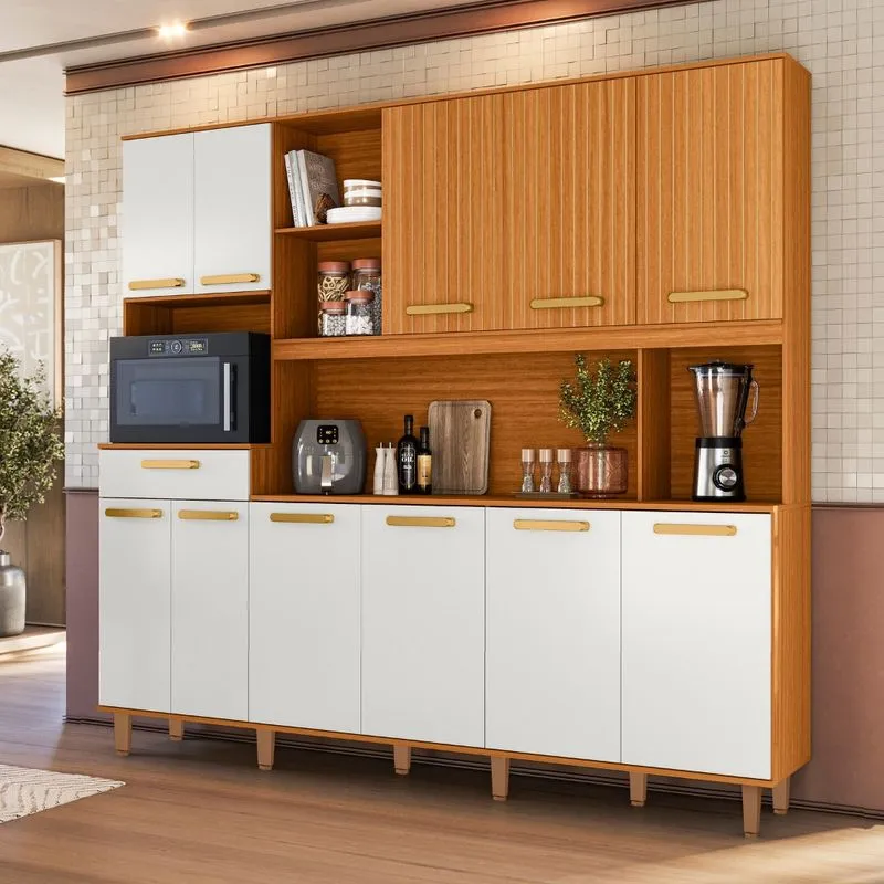 Cozinha Compacta Frisada 11 Portas 1 Gaveta Pilar Poliman