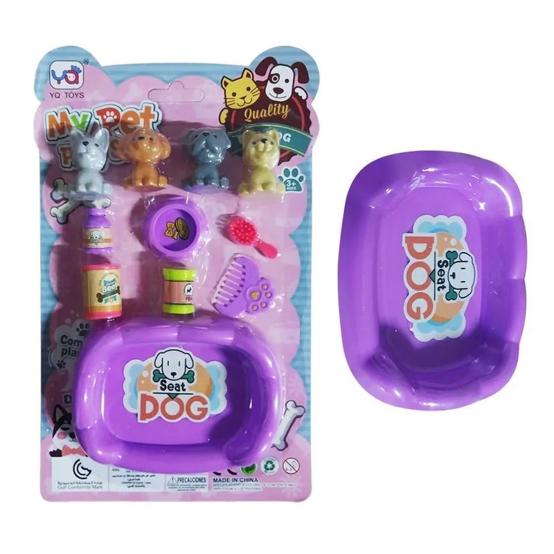 5 Kits Brinquedo Cachorrinho Com Acessórios Infantil Roxo
