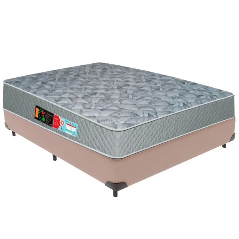 Cama Box Bege E Colchão Sleep Max D33 Casal Castor