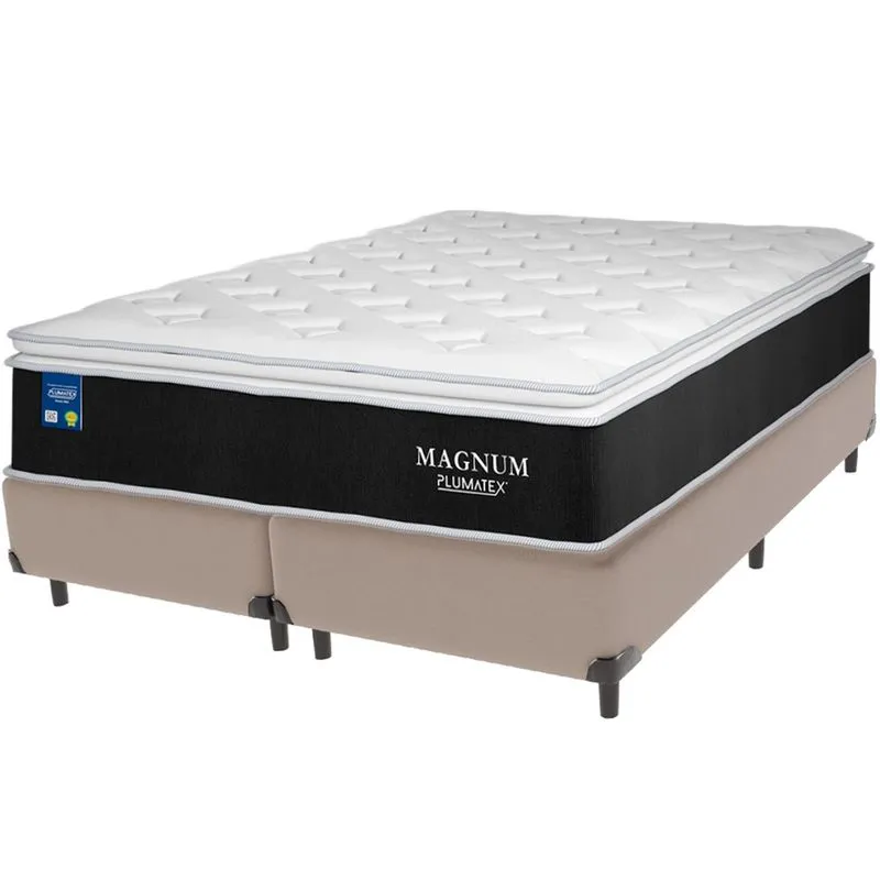 Cama Box e Colchão Magnum Molas Ensacadas Queen Plumatex