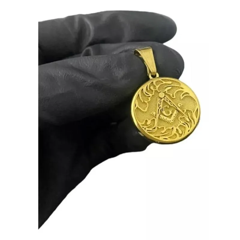 Pingente Maçonaria Redondo - Banhado A Ouro 18k