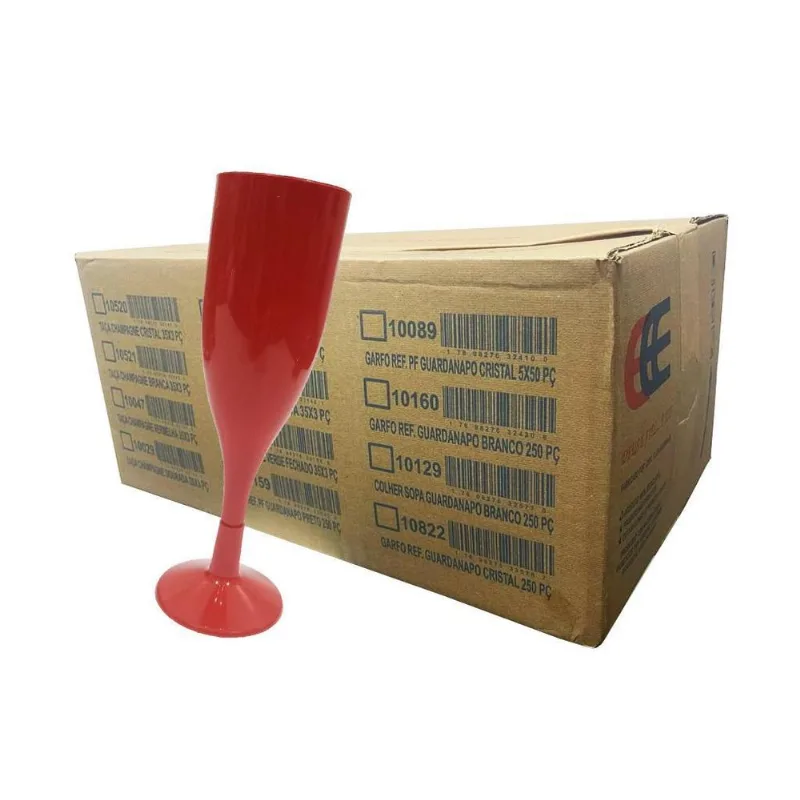 Taça Champagne Descartável 120ml Vermelho - 160 Un