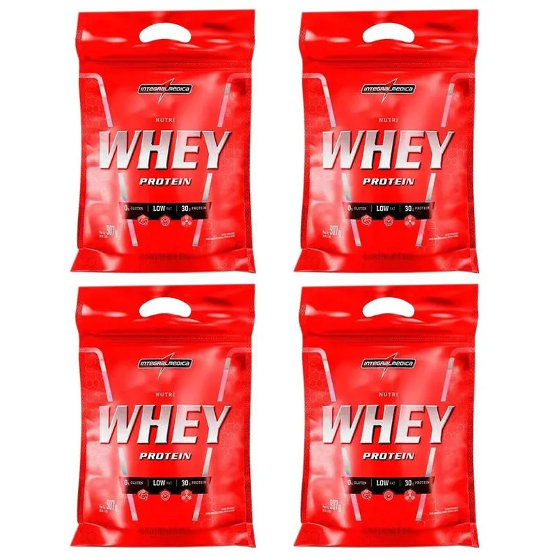 Combo 4x Nutri Whey Isolado Concentrado 907 Chocolate Refil - Integralmedica