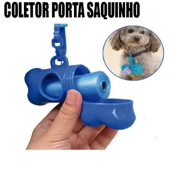 Coletor Porta Saquinho Kit Cata Caca Fezes 15 Saquinhos