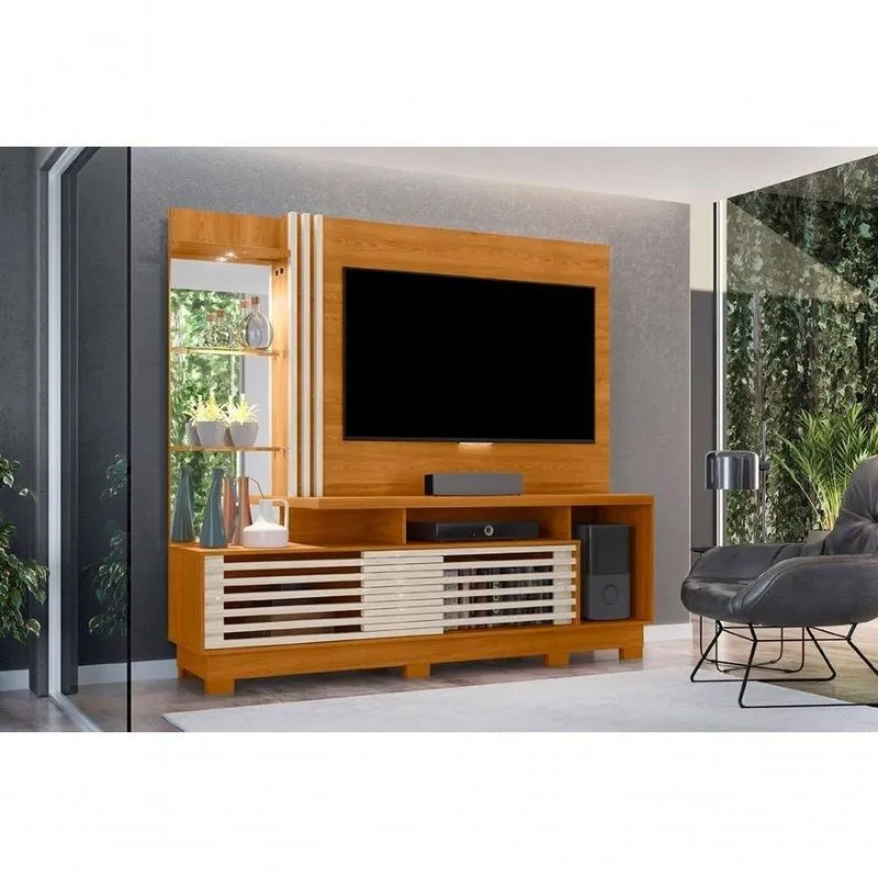 Rack Frizz Plus Para TV Até 60 Polegadas 200cm MDP Com LED Off White Madetec Móveis