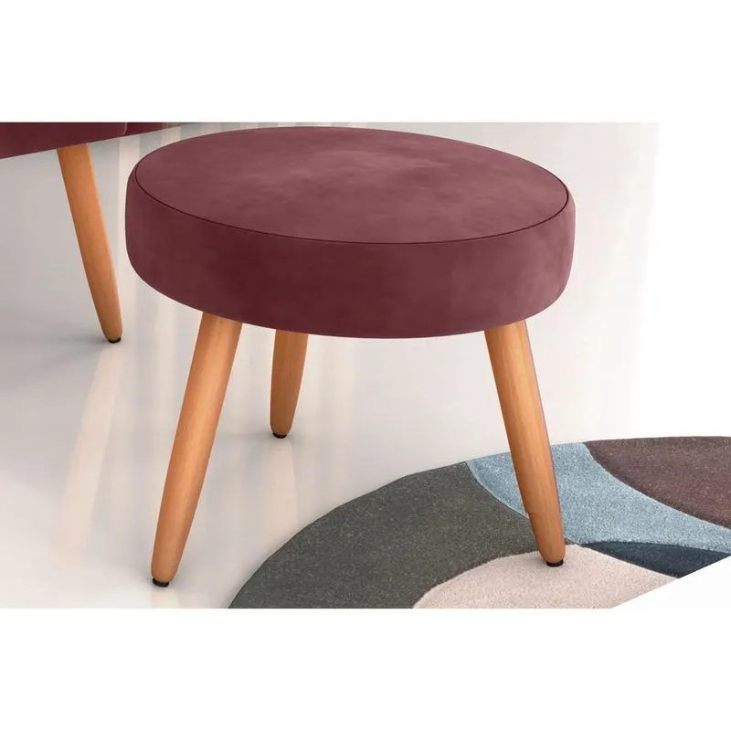 Puff Decorativo Dallas Veludo Vinho E432 - Matrix