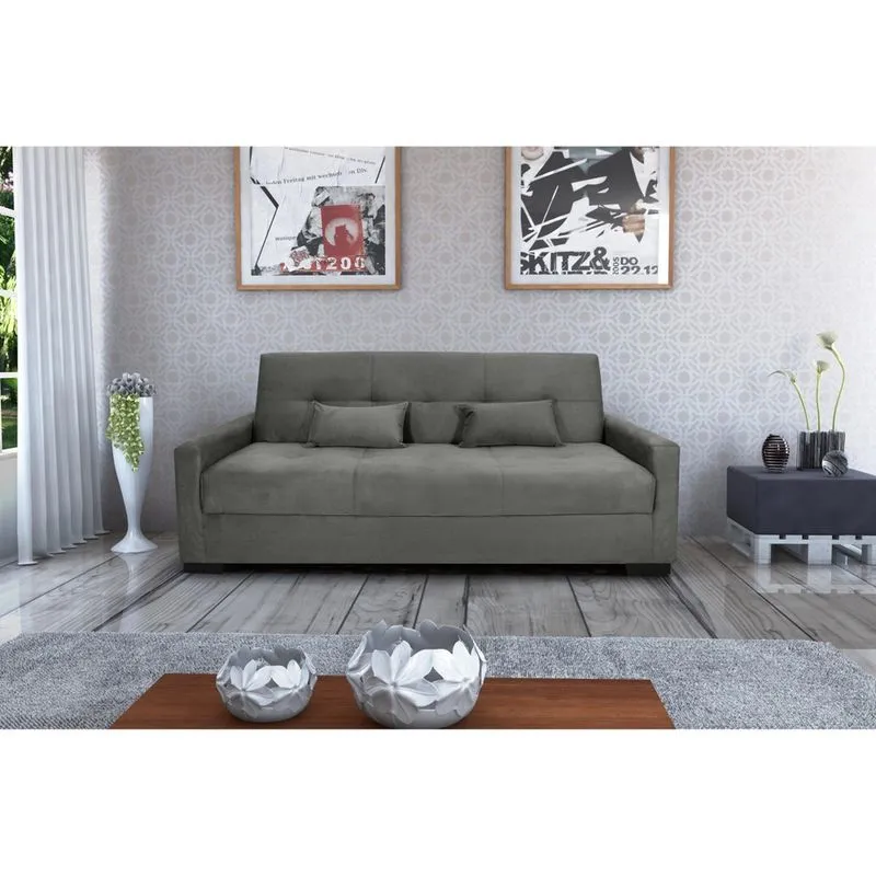 Sofá Cama Lavinia Suede Cinza B250 - Matrix