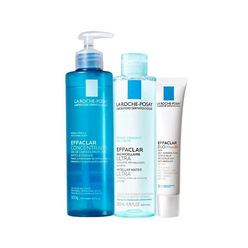 Kit La Roche-Posay Effaclar - Água Mic E Gel E Sérum Fps30