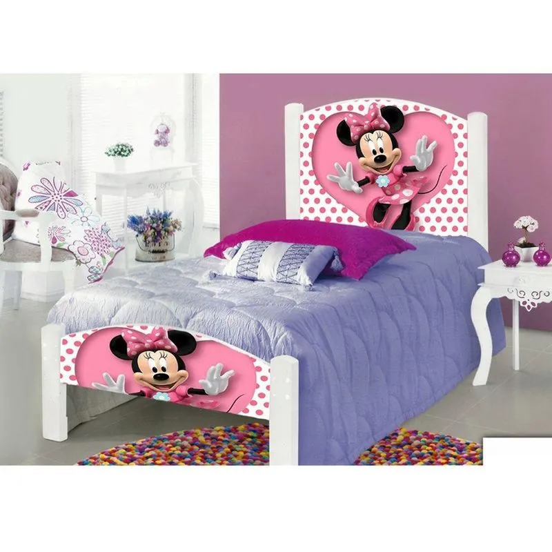 Cama Solteiro Infantil Ratinha Adesivada Com Colchão Branco