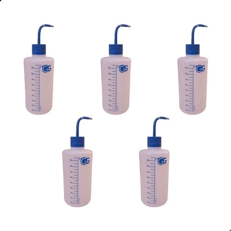 Kit 5 Pissetas Plástica Almotolia Graduada 1000ml Bico Curvo