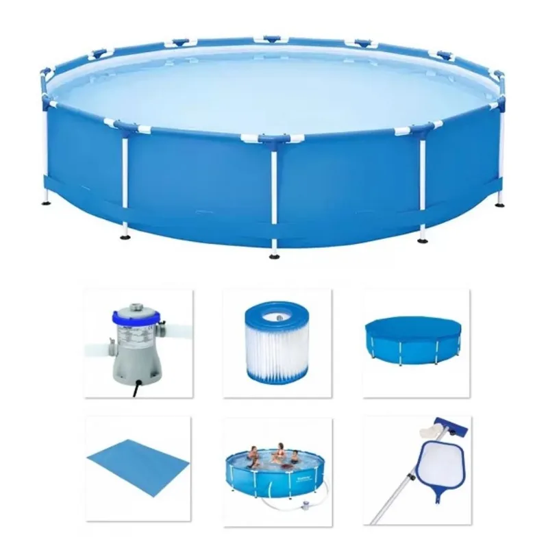 Piscina Bestway 5000 Litros Estrutural com Bomba Filtro 110v Capa Forro e kit de limpeza