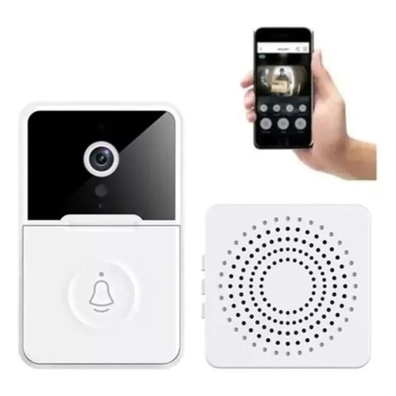 Campainha C/ Câmera Wifi S Fio Inteligente Interfone C Áudio - 12v