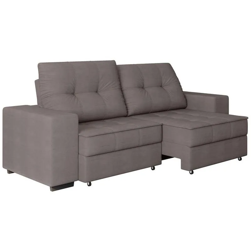 Sofá Retrátil e Reclinável Linoforte Artesano 4 Lugares Suede Cinza