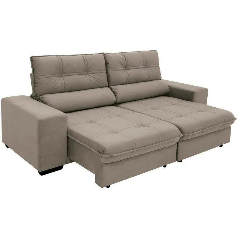 Sofá Retrátil e Reclinável Linoforte Brunello Suede 4 Lugares Cinza