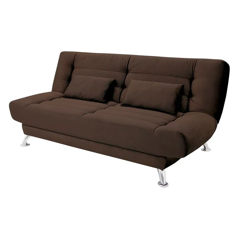 Sofá Cama Reclinável 3 Lugares Suede Clean Paola Linoforte - Marrom Escuro