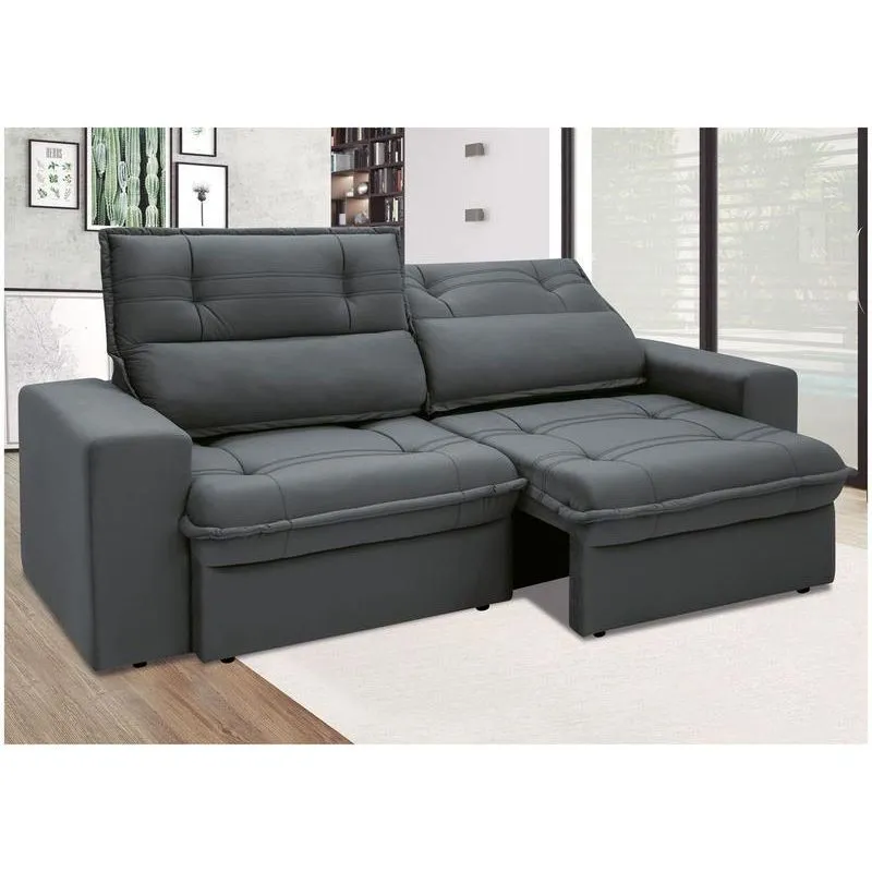 Sofá Retrátil e Reclinável Linoforte Palatino 3 Lugares Suede Cinza