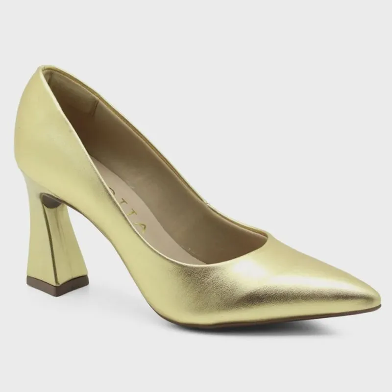 Scarpin Feminino Salto Ampulheta Metal Ouro Mariotta 19885-01