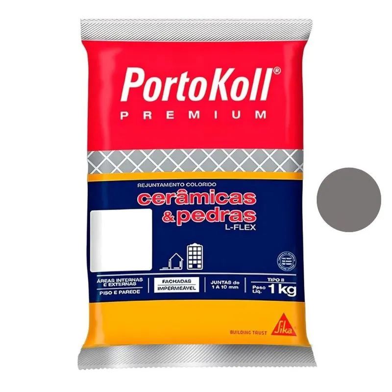 Rejunte Flexível Cerâmica E Pedras Portokoll 1kg Preto (MP)