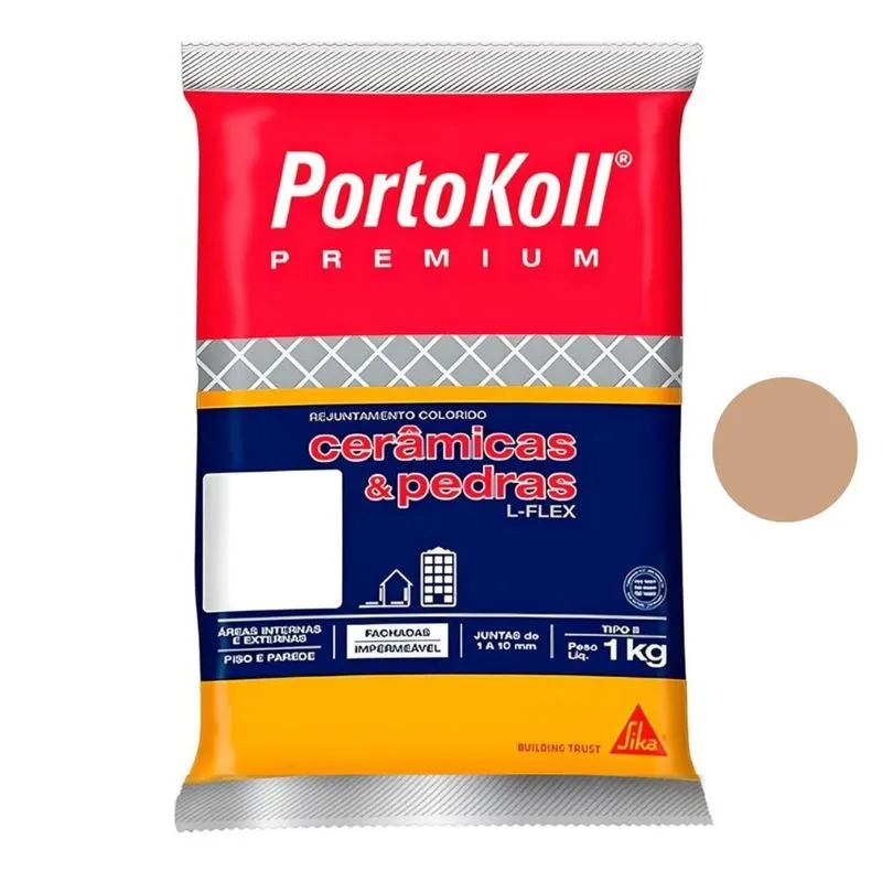 Rejunte Flexível Cerâmica E Pedras Portokoll 1kg Bege (MP)